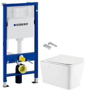 Инсталляция Geberit Duofix 458.103.00.1 + Унитаз подвесной Koller Pool Kvadro KR-0530-RW с сиденьем Soft Close