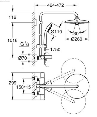 Душевая система с термостатом для ванны Grohe QuickFix Vitalio Joy Shower System 27860001