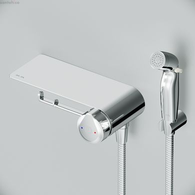 Смеситель TouchReel, монтируемый в стену с гигиеническим душем и полкой F0H85A800 AM.PM X-Joy