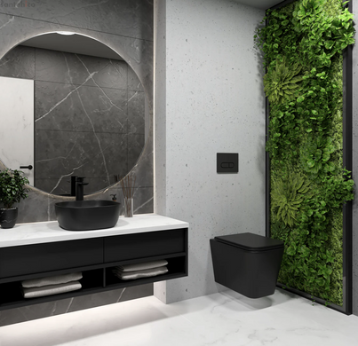 Інсталяція Grohe Solido 3 в 1 з чорною матовою клавішою 388112430 + Унітаз підвісний Koller Pool Kvadro Tornado чорний матовий KR-0530-RQ-MB із сидінням Soft Close