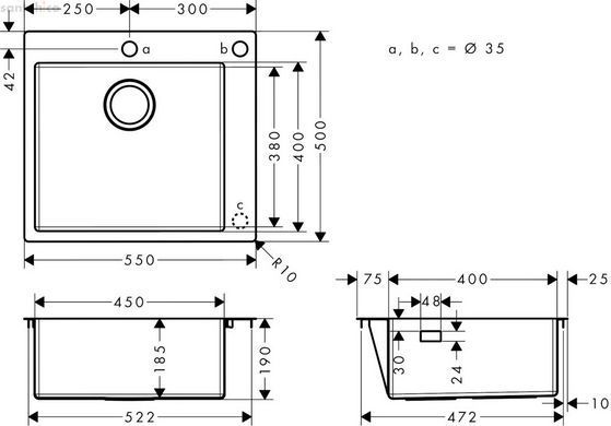 Мийка для кухні hansgrohe S51 S510-F450, SilicaTec Concrete Grey 43312380