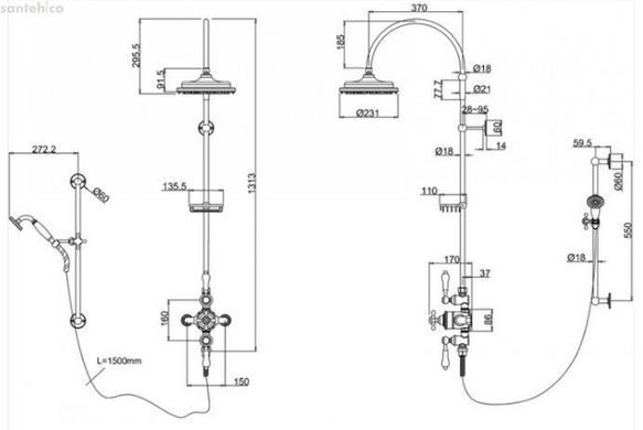 Термостатическая душевая система Burlington H13-CL