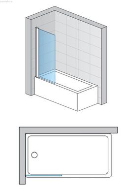 Шторка на ванную San Swiss Ocelia 80x140 (Профиль - хром, стекло - прозрачное) OCEB10805007