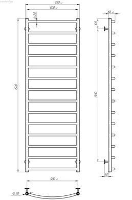 Рушникосушка електрична Deffi Класик 500x1500 хром C.DK.150.50.14.E.C.R.1 правий