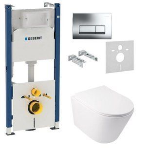 Инсталляция Geberit Duofix 458.178.21.1 4 в 1 + Унитаз подвесной Q-Tap Swan WHI 5178 QT16335178W
