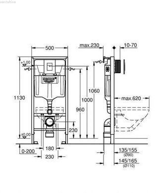 Инсталляция Grohe Rapid SL 38772001 комплект 4 в 1 + Унитаз подвесной Kolo Idol M1310000U