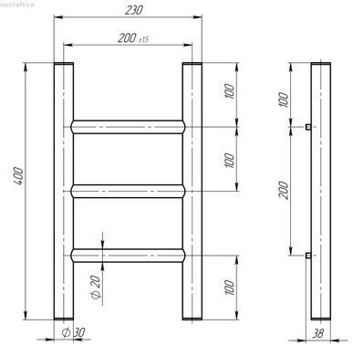 Полотенесушитель электрическая Deffi Орион 200x400 черный матовый C.OR.40.20.3.E.B.L.1 левый
