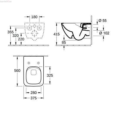 Раковина накладаня Villeroy&Boch Loop&Friends 56 см 4A490101