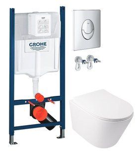 Інсталяція Grohe Rapid SL 38721001 3 в 1 + Унітаз підвісний Qtap Swan Ultra Quiet QT16335179W з сидінням Soft Close