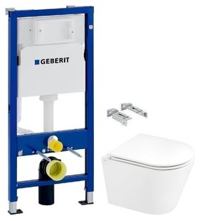 Инсталляция Geberit Duofix 458.103.00.1 + Унитаз подвесной Qtap Scorpio Ultra Quiet QT1433053EUQW с сиденьям Soft Close