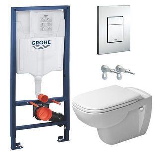 Комплект инсталляция Grohe Rapid SL 38772001 + Унитаз подвесной Duravit D-Code Rimless (с крышкой SoftClose) 45700900A1