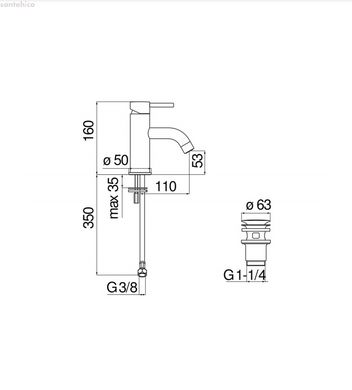Змішувач для умивальника з донним клапаном хром Nobili Італія LV00118/2CR