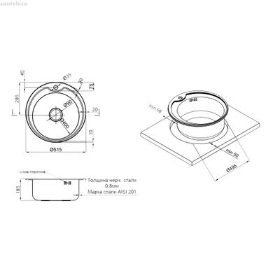 Кухонная мойка Lidz 510-D Micro Decor 0,8 мм (LIDZ510DEC)