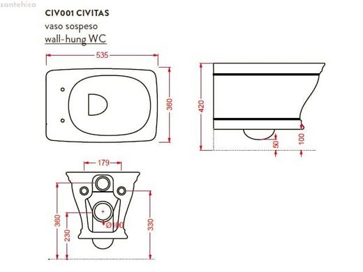 Подвесной унитаз Artceram Civitas, white glossy (CIV001 01; 00)