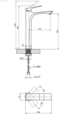 Змішувач для раковини Kroner KRP Vog - GRP010-3 графіт CV035588