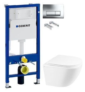 Інсталяція Geberit Duofix 458.103.00.1 з клавішею Delta50 хром глянцевий + Унітаз підвісний Qtap Robin Ultra Quiet QT1333046EUQW із сидінням Soft Close