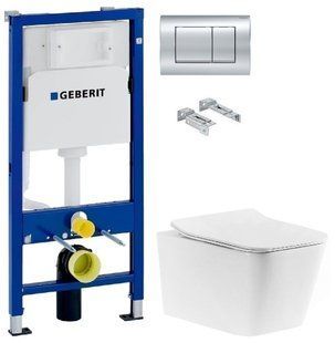 Інсталяція Geberit Duofix 458.103.00.1 з клавішею Delta30 хром глянсовий + Унітаз підвісний Devit Linea 3040120 із сидінням Soft Close