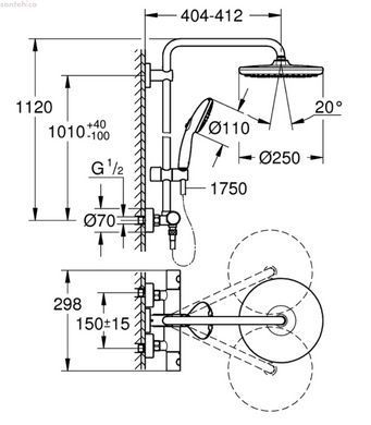 Душова система з термостатом Grohe QuickFix Vitalio Start System 250 хром 26678001