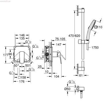 Душова система прихованого монтажу Grohe Cubeo Tempesta 110 чорний матовий 1053352430
