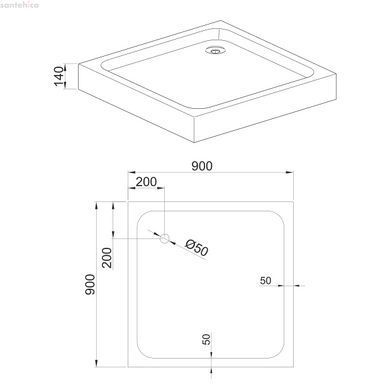 Душовий піддон Volle 90x90 4400.123007