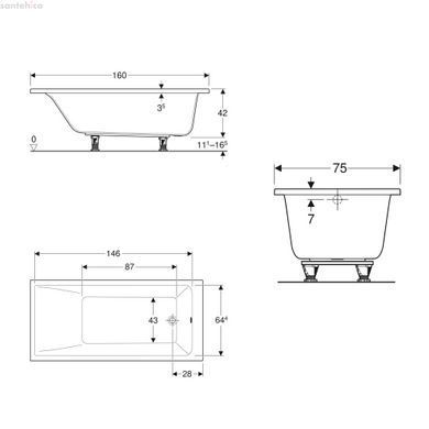 Ванна акрилова Geberit Selnova Square 160x75 554.383.01.1