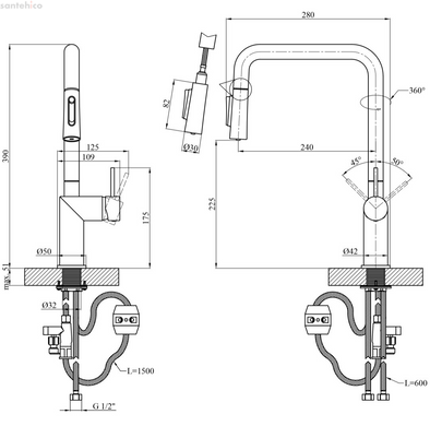 Змішувач для кухні Kroner Element 296569B-3801 чорний матовий CV035988