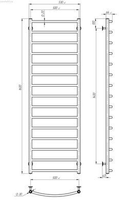 Рушникосушка електрична Deffi Класик 500x1600 хром C.DK.160.50.15.E.C.L.1 ліва