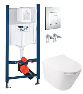 Инсталлиция Grohe Rapid SL 38772001 3 в 1 + Унитаз подвесной Qtap Swan Ultra Quiet QT16335179W с сиденьям Soft Close