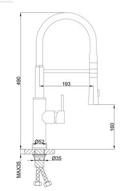 Змішувач для кухні Frap F4452-6 з гнучким виливом, 2 режими, сірий/хром
