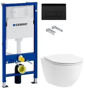 Інсталяція Geberit Duofix 458.103.00.1 з клавішею Delta50 чорний матовий + Унітаз підвісний Laufen Pro H8669570000001 з кришкою Slim Soft Close