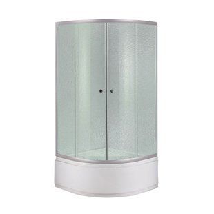Душова кабіна Latwa SC90x90.SAT.HIGH.FR полукругла, скло Frost 4 мм + Душовий піддон KAPIELKA ST90x90x41, з панеллю Lidz LLSC9090SATHIGHFR2SET