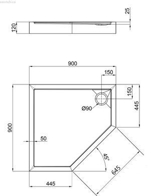 Душовий піддон Qtap Diamond 90x90 DIAMOND309912
