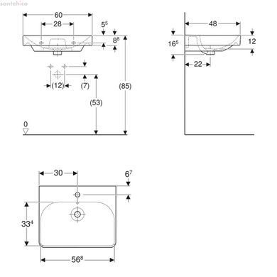 Умывальник мебельный Geberit Smyle Square 60 см 500.229.01.1