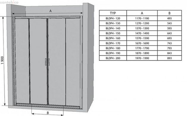 Душові двері RAVAK BLIX BLDP4 - 140 Transp 0YVM0C00Z1