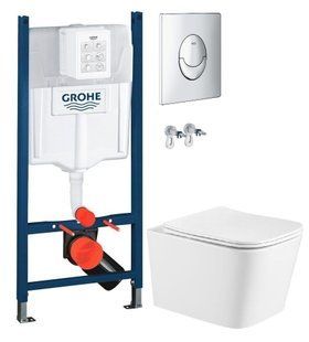 Інсталяція Grohe Rapid SL 38721001 3 в 1 + Унітаз підвісний Qtap Crow Ultra Quite QT05335171W з сидінням Soft Close