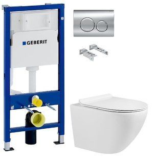 Инсталляция Geberit Duofix 458.103.00.1 с клавишей Delta20 хром глянцевый + Унитаз подвесной Volle Amadeus M 13-06-055M с сидением Soft Close
