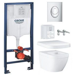 Комплект инсталляция Grohe Rapid SL 39503000 + унитаз подвесной Grohe EURO CERAMIC 3932800H с кришкой Soft Close 39330001