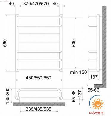 Рушникосушка електрична Polywarm Afla Sensor Wi-Fi 550x660 ED 7/55