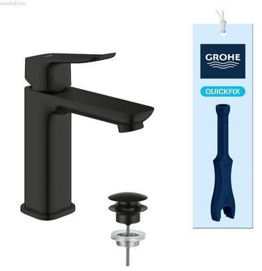 Смеситель для раковины Grohe Dise черный матовый 1018362430 с донным клапаном PushOp