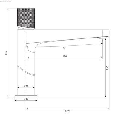 Змішувач для умивальника Omnires Contour високий, antracite (CT8012AT)