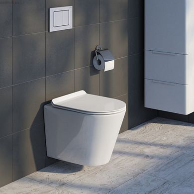 Інсталяція Geberit Duofix 458.103.00.1 з клавішею Delta20 хром матовий + Унітаз підвісний Koller Pool Orion OR-0515-RW із сидінням Soft Close