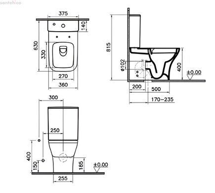 Унітаз підлоговий VitrA Mia S SmoothFlush 88-9870B003-7203 з бачком і сидінням Soft Close