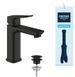 Смеситель для раковины Grohe Dise черный матовый 1018362430 с донным клапаном PushOp