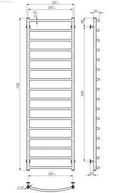 Рушникосушка електрична Deffi Класик 500x1700 хром C.DK.170.50.16.E.C.R.1 правий