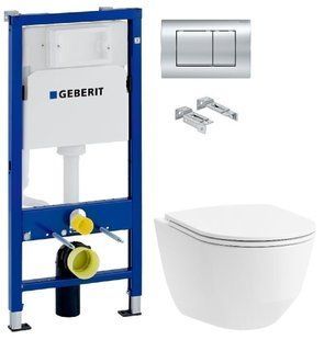 Інсталяція Geberit Duofix 458.103.00.1 з клавішею Delta30 хром глянсовий + Унітаз підвісний Laufen Pro H8669570000001 з кришкою Slim Soft Close