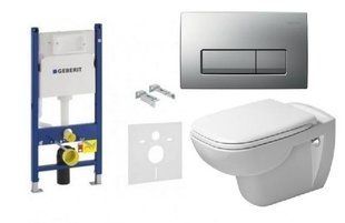 Инсталляция для унитаза Geberit Duofix 458.178.46.1 + Унитаз подвесной Duravit D-Code Rimless (с крышкой SoftClose) 45700900A1
