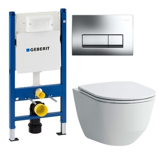 Инсталляция для унитаза Geberit Duofix 458.178.21.1 + Унитаз подвесной Laufen PRO Rimless без ободка H8209660000001 + Сидение для унитаза Laufen Pro slim H8989660000001