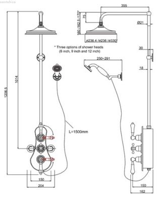 Термостатическая душевая система Burlington BSF3S+V16