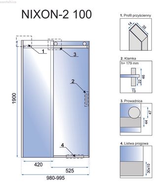 Душові двері REA NIXON-2 100 L REA-K5012