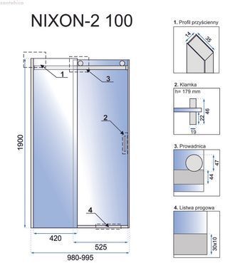 Душевая дверь REA NIXON-2 100 L REA-K5012
